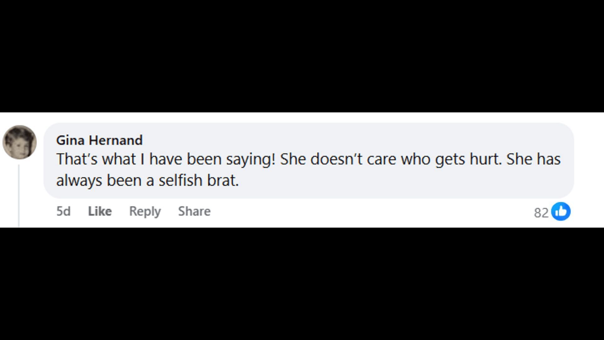 A post made by a fan, saying Lulu had always been a selfish brat (Image via Facebook/General Hospital Fans - Official)